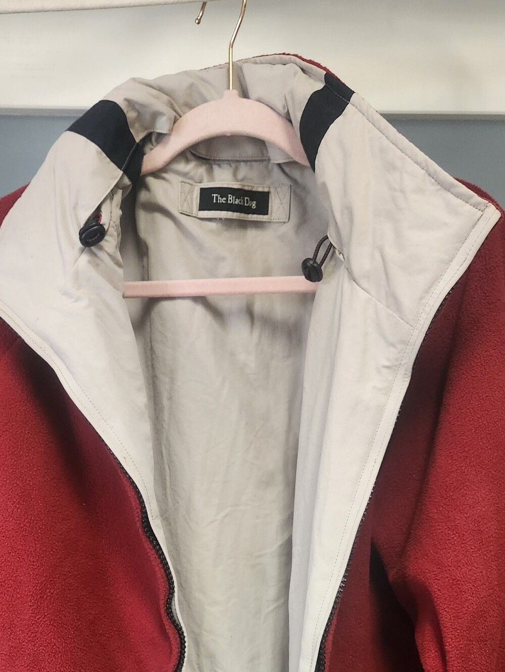 The Black Dog Red Puffer Jacket with Cream Interior